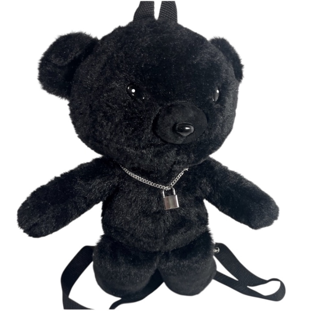 Bioworld Black Teddy Bear Necklace Plush Backpack